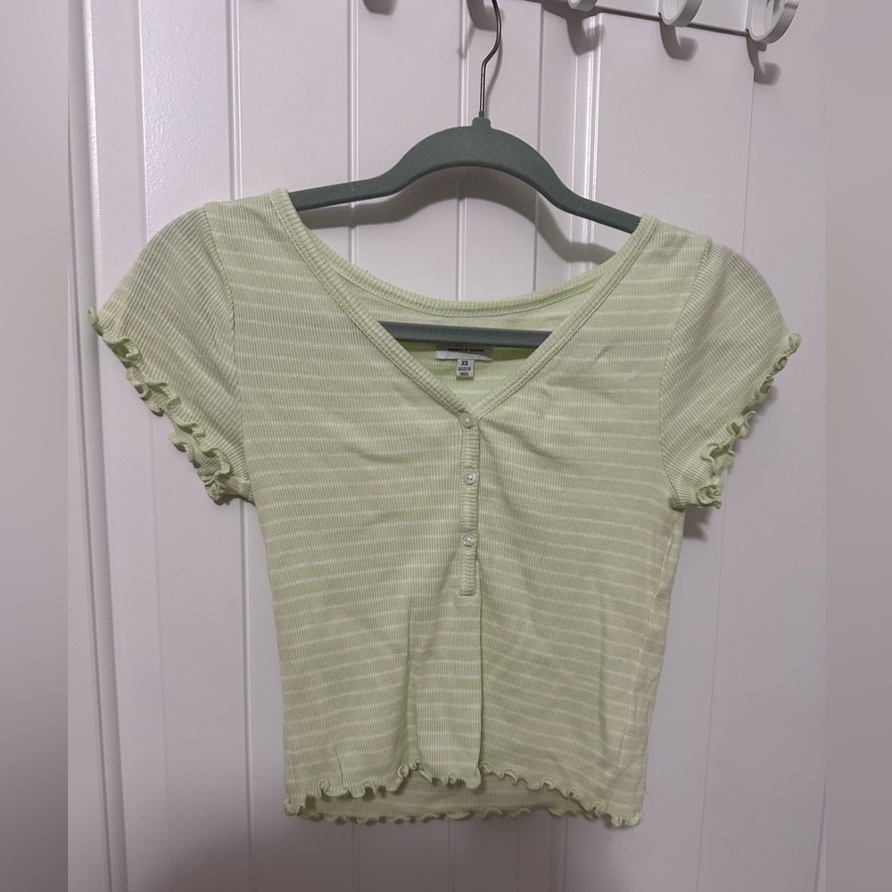 Green striped babydoll top
